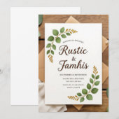 エレガント素朴緑結婚式招待状 招待状 (正面/裏面)