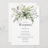 エレガント素朴緑結婚霧 招待状 (正面/裏面)