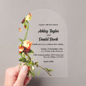 エレガント素朴花フローラ結婚ズ アクリル招待状 (インサイチュ (ポータブル))