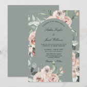 エレガント素朴葉ユ結婚リー 招待状 (正面/裏面)