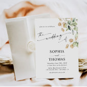 エレガント素朴葉ユ結婚リー 招待状