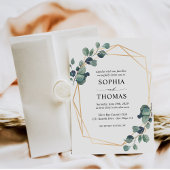 エレガント素朴葉ユ結婚リー 招待状