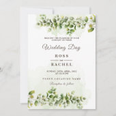 エレガント素朴葉ユ結婚リー 招待状 (正面)