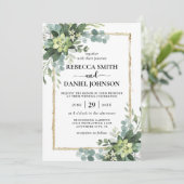 エレガント素朴葉ユ結婚リー 招待状 (スタンド正面)