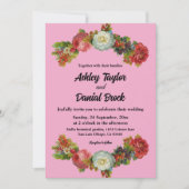 エレガント素朴赤面ピンクサマーフローラ結婚ズ 招待状 (正面)