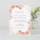 エレガント素朴赤面ピンクフローラ結婚ズ 招待状 (スタンド正面)