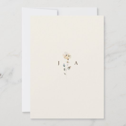 エレガント素朴野の花ベージュフローラ結婚ズ 招待状 (裏面)