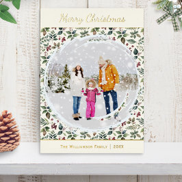 エレガント素朴金かわいらしのクリスマス 箔シーズンカード