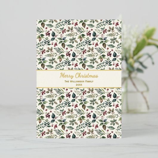 エレガント素朴金かわいらしのクリスマス 箔シーズンカード (立ち正面)