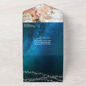 エレガント素朴金ゴールドハートリーフ結婚ツリー オールインワン招待状 (外側)