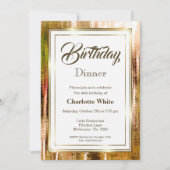 エレガント素朴金ゴールドフレーム40th誕生日ディナー 招待状 (正面)