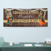 エレガント素朴金ゴールド写真コラージュ卒業 横断幕 (トレードショー)