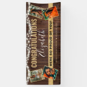 エレガント素朴金ゴールド写真コラージュ卒業 横断幕 (縦)