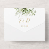 エレガント素朴金ゴールド結婚アーチ オールインワン招待状 (裏面)