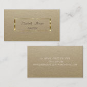 エレガント素朴，クラフト，金ゴールド枠 名刺 (正面/裏面)
