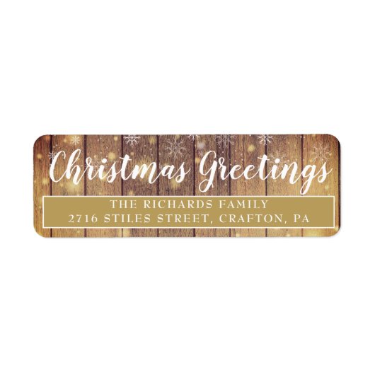 エレガント素朴Christmas Greets差出人住所 ラベル (正面)