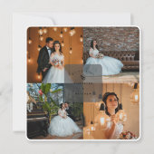 エレガント素朴Dark Gray 4 Photo Collage結婚's サンキューカード (正面)