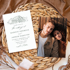 エレガント素朴Green Barn Photo 結婚's 招待状