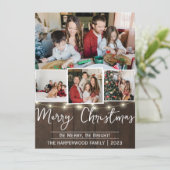 エレガント素朴Joy Christmas Family Photo Collage シーズンカード (スタンド正面)