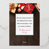 エレガント素朴Joy Christmas Family Photo Collage 箔シーズンカード (裏面)