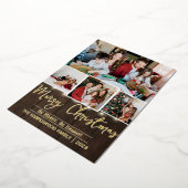 エレガント素朴Joy Christmas Family Photo Collage 箔シーズンカード (回転した状態)