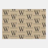 エレガント素朴Kraft名モノグラムの ラッピングペーパーシート (正面)