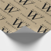 エレガント素朴Kraft名モノグラムの ラッピングペーパー (角)