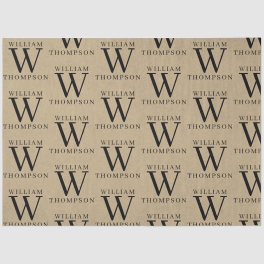 エレガント素朴Kraft名モノグラムの 薄葉紙 (正面)