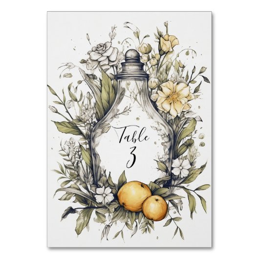 エレガント素朴Lemon Folids結婚のテーブル番号 テーブルナンバー (正面)