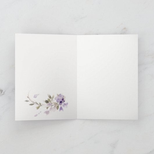 エレガント素朴Meadow薄紫フローラ結婚リース サンキューカード (内部)