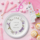 エレガント素朴Meadow薄紫フローラ結婚リース ペーパープレート (パーティー)