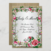 エレガント素朴Red Rosesの結婚メニューカード メニュー (正面/裏面)