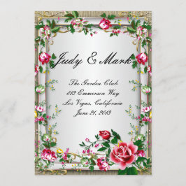 エレガント素朴Red Rosesの結婚メニューカード メニュー