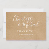 エレガント素朴Signature Script結婚 S Thank You サンキューカード (正面)