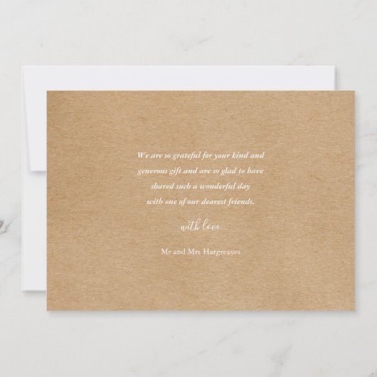 エレガント素朴Signature Script結婚 S Thank You サンキューカード (裏面)