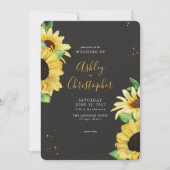 エレガント素朴Sunflower Black結婚 Photo's 招待状 (正面)