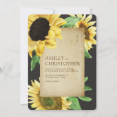 エレガント素朴Sunflower Black結婚's 招待状 (正面)