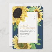 エレガント素朴Sunflower Navy Blue写真結婚ズ 招待状 (正面)