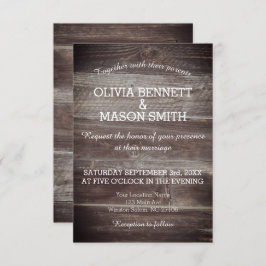 エレガント素朴Wood結婚 Textureのカード 招待状