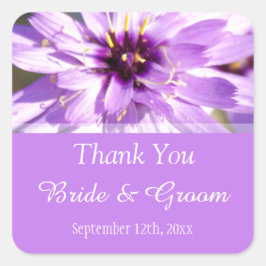 エレガント紫かわいらしデイジーお感謝してい前 スクエアシール