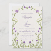エレガント紫かわいらし青フローラフレ結婚ーム 招待状 (正面)