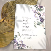 エレガント紫のフローラ書結婚の跡 招待状