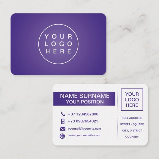 エレガント紫の名企業の刺 名刺 (正面/裏面)