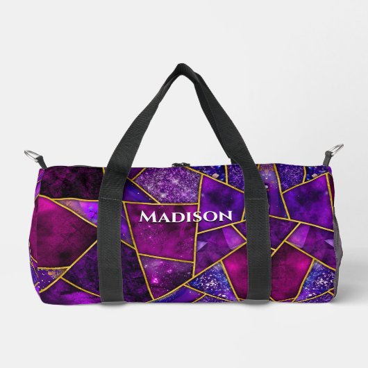 エレガント紫ガーリー幾何学 ダッフルバッグ (正面)