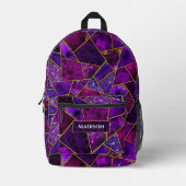 エレガント紫ガーリー幾何学 プリントバックパック (正面)