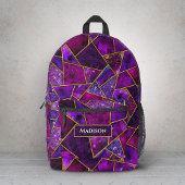 エレガント紫ガーリー幾何学 プリントバックパック