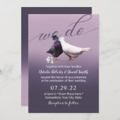 エレガント紫グラデーション我々は愛の鳥結婚の 招待状 (正面/裏面)