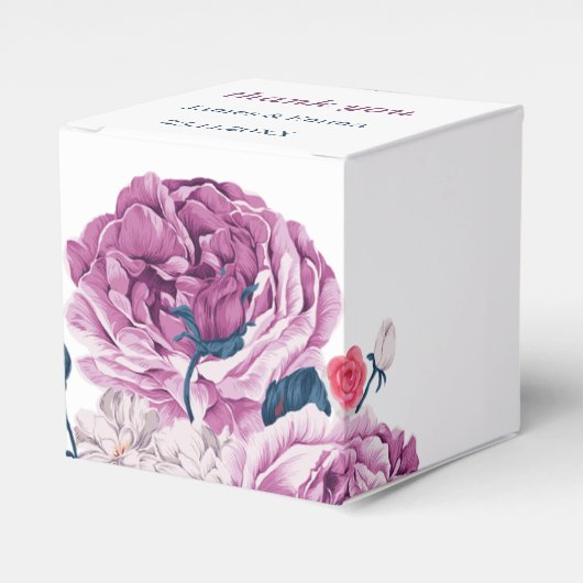 エレガント紫パーソナライズされた結婚花 フェイバーボックス (正面サイド)