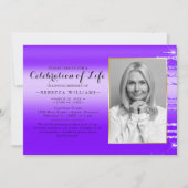 エレガント紫モダン写真お祝い 招待状 (正面)