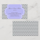 エレガント紫モダン、グレー、ホワイトのシェブロン 名刺 (正面/裏面)